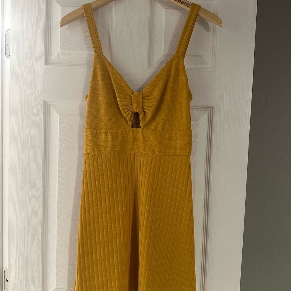 Buckle Yellow Ribbed Mini Sundress